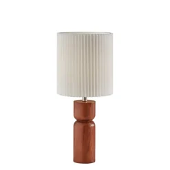 Table Lamps-Kirkland's Home Brown Wood Pleated Shade Table Lamp White
