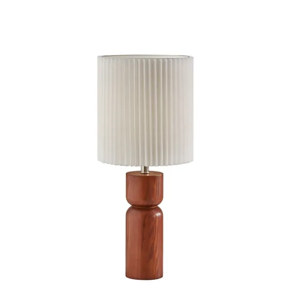 Table Lamps-Kirkland's Home Brown Wood Pleated Shade Table Lamp White