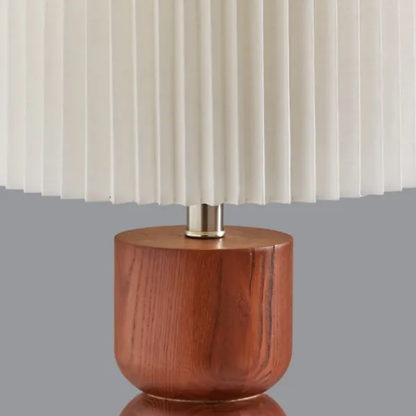 Table Lamps-Kirkland's Home Brown Wood Pleated Shade Table Lamp White