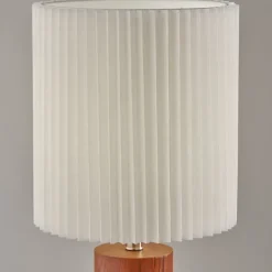 Table Lamps-Kirkland's Home Brown Wood Pleated Shade Table Lamp White