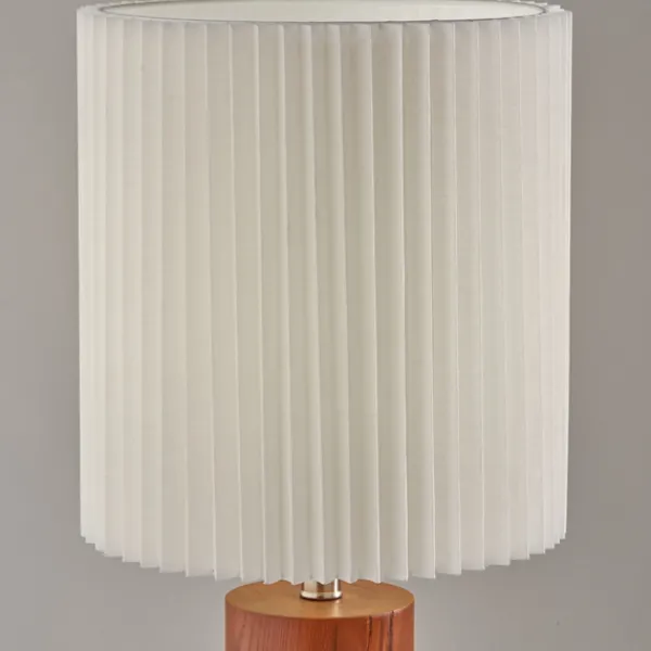 Table Lamps-Kirkland's Home Brown Wood Pleated Shade Table Lamp White