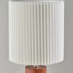 Table Lamps-Kirkland's Home Brown Wood Pleated Shade Table Lamp White