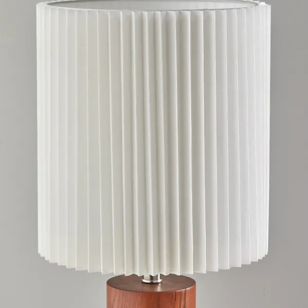 Table Lamps-Kirkland's Home Brown Wood Pleated Shade Table Lamp White
