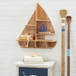 Shelves-Kirkland's Home Brown Wood Sailboat Wall Shelf