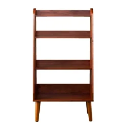Bookshelves-Kirkland's Home Brown Wood 4-Tier Mid Century Modern Bookshelf