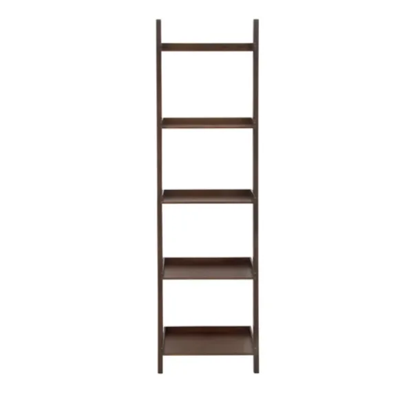 Bookshelves-Kirkland's Home Brown Wooden Five-Tier Ladder Bookshelf