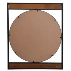 Framed Mirrors-Kirkland's Home Brown Wooden Slats Round Frame Mirror