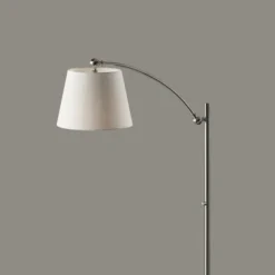 Floor Lamps-Kirkland's Home Brushed Adjustable Arm Floor Lamp Silver