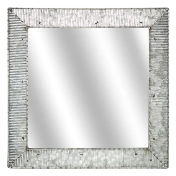 Decorative Mirrors-Kirkland's Home Brushed Galvanized Wall Mirror, 22X22 In.