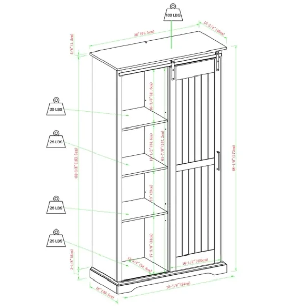 Cabinets & Sideboards-Kirkland's Home Brushed Grooved Sliding Door Cabinet White