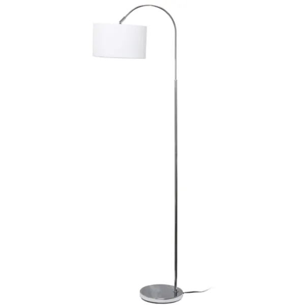 Floor Lamps-Kirkland's Home Brushed Nickel Arched Stem Floor Lamp White