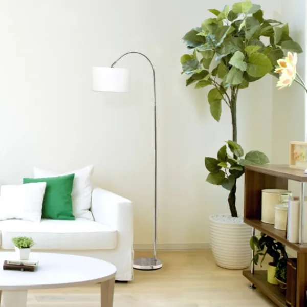 Floor Lamps-Kirkland's Home Brushed Nickel Arched Stem Floor Lamp White