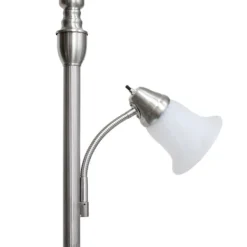 Floor Lamps-Kirkland's Home Brushed Nickel Base Marble Glass Shade Floor Lamp Gray