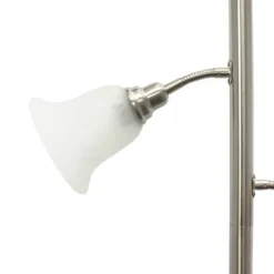 Floor Lamps-Kirkland's Home Brushed Nickel 3-Scallop Glass Floor Lamp Gray