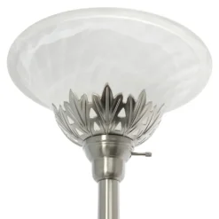 Floor Lamps-Kirkland's Home Brushed Nickel 3-Scallop Glass Floor Lamp Gray