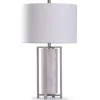 Table Lamps-Kirkland's Home Brushed Steel And Gray Marble Table Lamp, 30 In. White