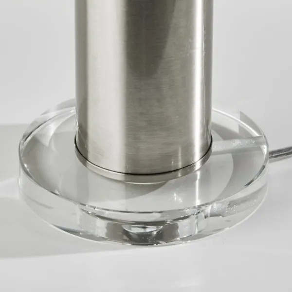 Table Lamps-Kirkland's Home Brushed Steel Cylinder Table Lamp White