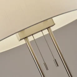 Floor Lamps-Kirkland's Home Brushed Steel Double-Bulb Oval Floor Lamp Ivory