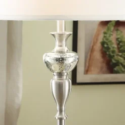 Floor Lamps-Kirkland's Home Brushed Steel Fluted Floor Lamp White