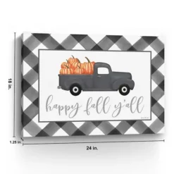 Wall Quotes & Signs-Kirkland's Home Buffalo Check Happy Fall Truck Giclee Canvas Print Black/White/Gray