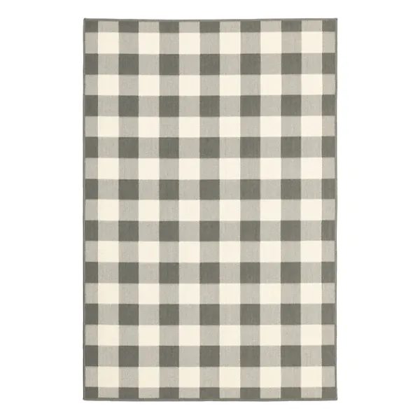 Outdoor Rugs-Kirkland's Home Buffalo Check Outdoor Area Rug, 3X5 Gray