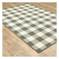 Outdoor Rugs-Kirkland's Home Buffalo Check Outdoor Area Rug, 3X5 Gray