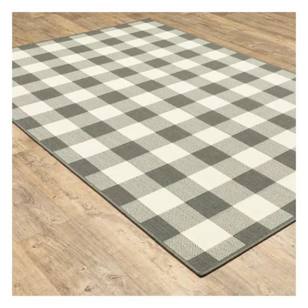 Outdoor Rugs-Kirkland's Home Buffalo Check Outdoor Area Rug, 3X5 Gray