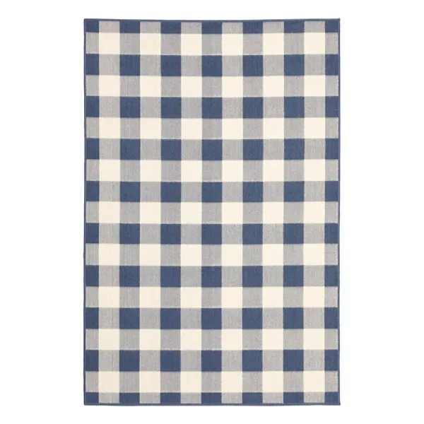 Outdoor Rugs-Kirkland's Home Buffalo Check Outdoor Area Rug, 6X9 Blue