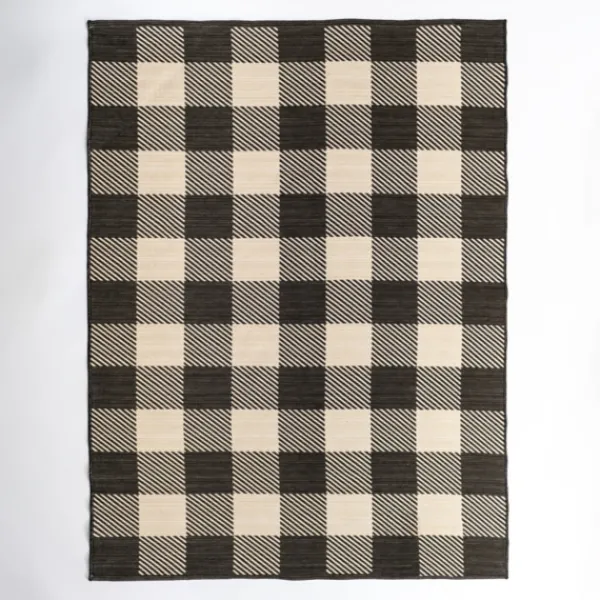 Outdoor Rugs-Kirkland's Home Buffalo Check Reversible Outdoor Area Rug, 6X9 Ivory/Black