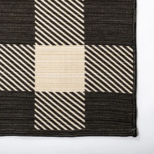 Outdoor Rugs-Kirkland's Home Buffalo Check Reversible Outdoor Area Rug, 6X9 Ivory/Black