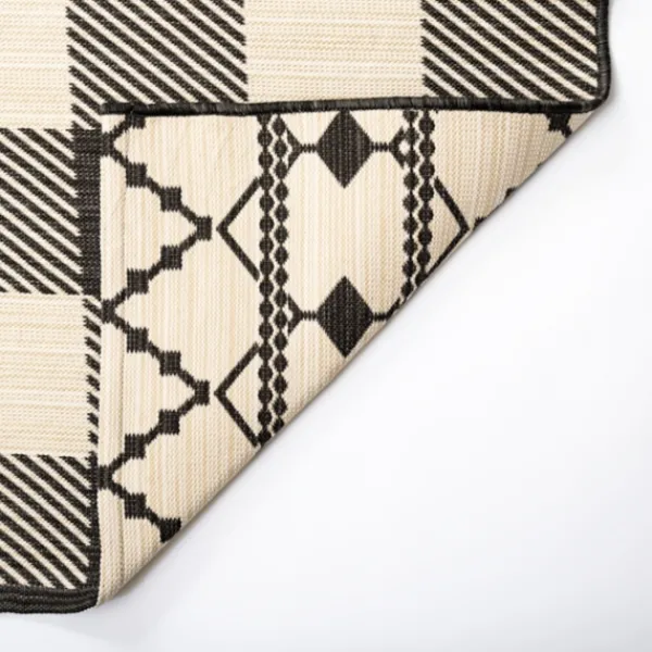 Outdoor Rugs-Kirkland's Home Buffalo Check Reversible Outdoor Area Rug, 6X9 Ivory/Black