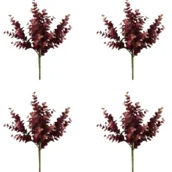 Stems & Bouquets-Kirkland's Home Burgundy Jade Leaf Sprays, Set Of 4 Red/Brown