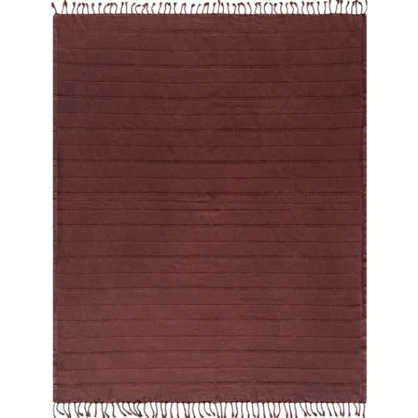 Blankets & Throws-Kirkland's Home Burgundy Modern Striped Throw Red
