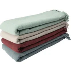 Blankets & Throws-Kirkland's Home Burgundy Modern Striped Throw Red