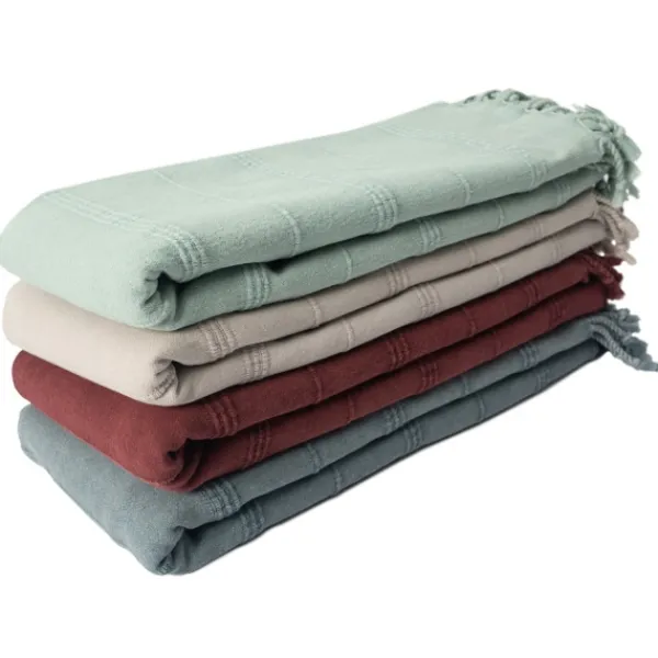 Blankets & Throws-Kirkland's Home Burgundy Modern Striped Throw Red