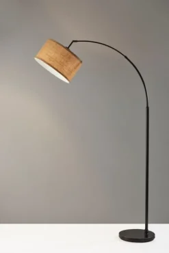 Floor Lamps-Kirkland's Home Burlap Arc Floor Lamp Tan