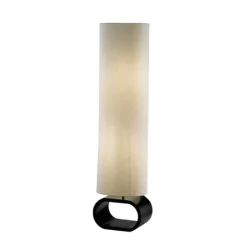 Floor Lamps-Kirkland's Home Burlap Shade Black Oval Base Daniel Floor Lamp Tan