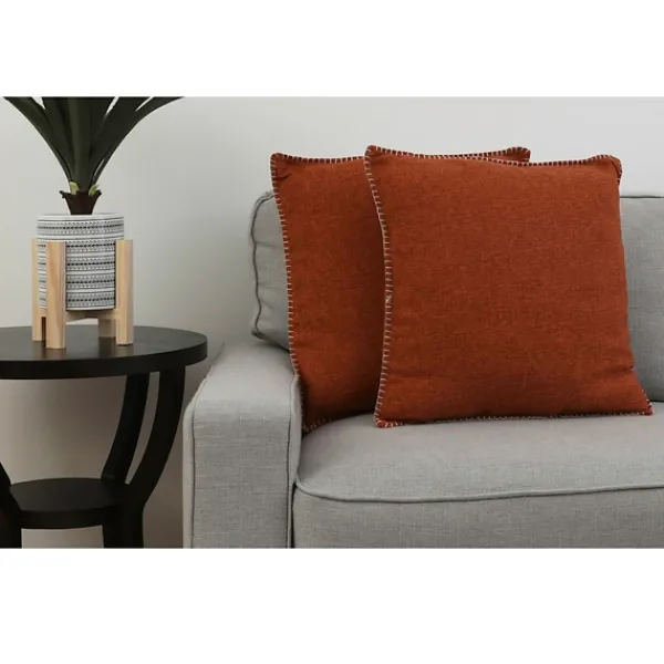 Pillows-Kirkland's Home Burnt Chunky Weave Pillows, Set Of 2 Orange