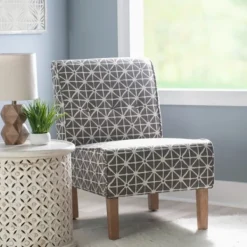 Accent Chairs-Kirkland's Home Burst Patterned Slipper Accent Chair Gray