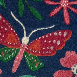 Doormats-Kirkland's Home Butterfly Blooms Doormat Blue/Pink