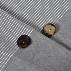 Shower Curtains-Kirkland's Home Button And Stripe Shower Curtain Gray
