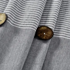 Shower Curtains-Kirkland's Home Button And Stripe Shower Curtain Gray