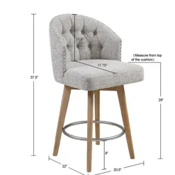 Bar Stools & Counter Height Stools-Kirkland's Home Button Tufted Back Swivel Counter Stool Gray