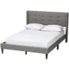 Beds & Headboards-Kirkland's Home Button Tufted Headboard Full Platform Bed Gray
