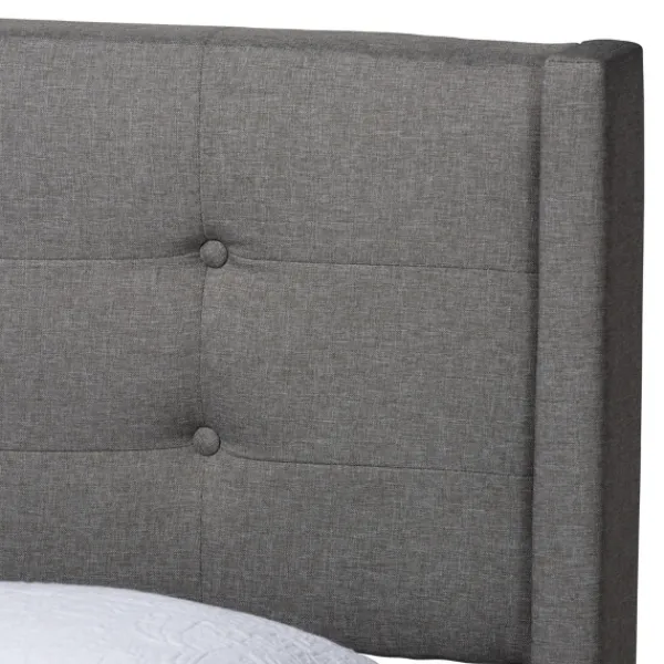 Beds & Headboards-Kirkland's Home Button Tufted Headboard Full Platform Bed Gray