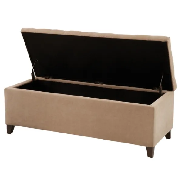 Benches & Ottomans-Kirkland's Home Button Tufted Storage Bench Brown