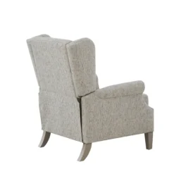 Accent Chairs-Kirkland's Home Button Tufted Upholstered Push Back Recliner Gray