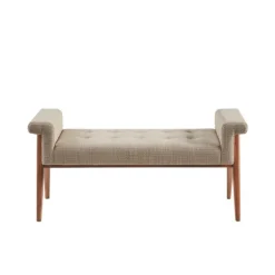 Benches & Ottomans-Kirkland's Home Button Tufted Wood Bench Tan
