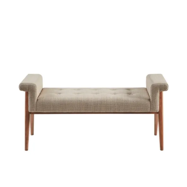 Benches & Ottomans-Kirkland's Home Button Tufted Wood Bench Tan