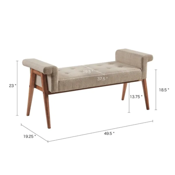 Benches & Ottomans-Kirkland's Home Button Tufted Wood Bench Tan